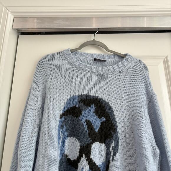 Wooden Ships Women’s Skull Wool Mohair Blend Sweater Sz M / L Light Blue - Picture 3 of 9